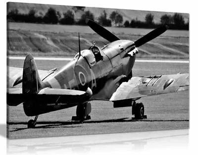 £39.99 • Buy Black White Raf Spitfire Aircraft Canvas Wall Art Picture Print