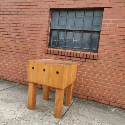 Antique Butcher Block Table Vintage Butchering Solid Maple Wood 24 Authentic • $600