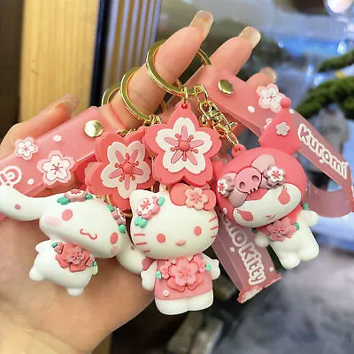 $7.99 • Buy Cute Kuromi My Melody Hello Kitty Pompurin Cinnamoroll Sakura Keychain Key Ring