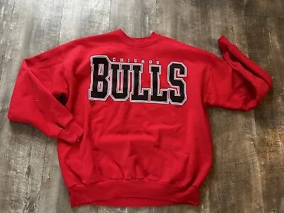Vintage Chicago Bulls Red Crew Neck Sweatshirt Hanes XL Basketball Y2K • $39.90