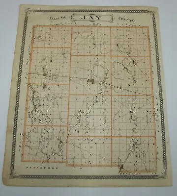 Antique 1876 Indiana Map Atlas Jay Co. Mexico Denver Decatur Geneva Portland  • $39.99