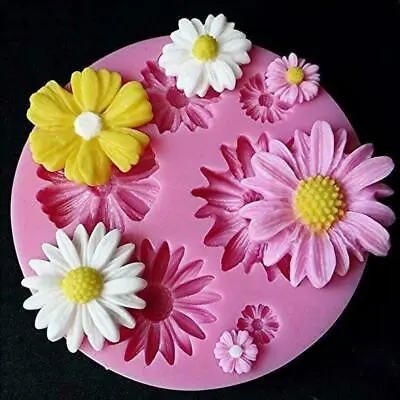 Silicone 3D Daisy Flowers Shape Fondant Mold Cake Chocolate Decorating DIY Mould • £3.99