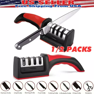 Knife Sharpener Professional Ceramic Tungsten Kitchen Sharpening System 4 Stage • $5.45