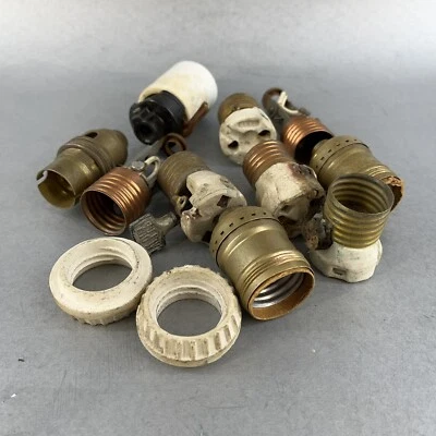 $16.50 • Buy Vintage Lot Of Chandelier Table Lamp Light Parts Medallion Misc Socket Brass 3