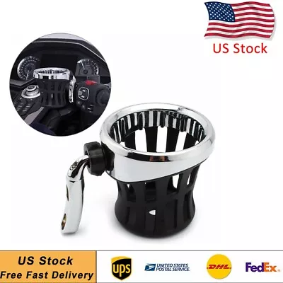 Motorcycle Handlebar Cup Holder Drink W/ Mesh Basket Mount For Harley Chrome • $19.99