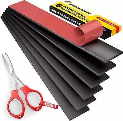 6 Pack Magnetic Strips With Adhesive Backing For Crafts Tools Kitchen Garage • $11.49