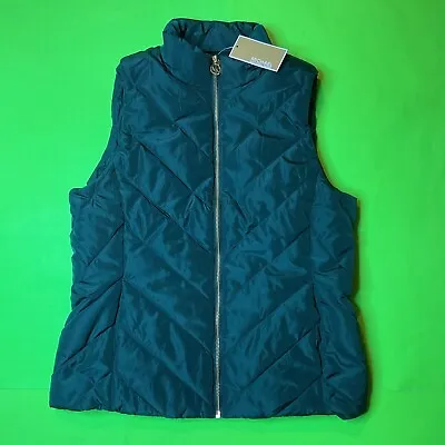 New  MICHAEL KORS Women’s Sleeveless Vest Size MEDIUM Green W/Gold MSRP $125.00 • $79.99