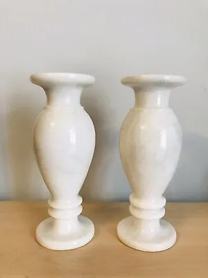 Vintage Onyx Marble Vase Large 20cm 8”Inches Natural White Colour Ornaments • £48.95