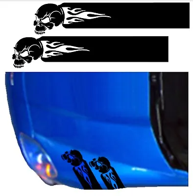 SKULL FLAMES 5  Fender Hash Bars Vinyl RACING STRIPES (Fits Chevy CORVETTE C6) • $35.95