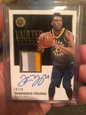 17 18 Thaddeus Young Panini Encased Vaulted Veteran Gold Auto Patch 10/10 Pacers • $15.99