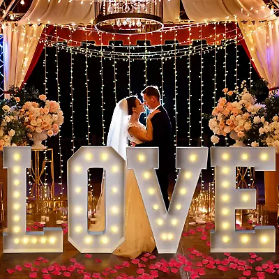 4 Pcs 4 Ft Tall LOVE Marquee Light Letter Sign W/2000 Rose Petals Large Love LED • $148.58