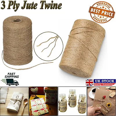 £0.99 • Buy 3 Ply Jute Natural Brown Shabby Rustic Twine String Burlap Shank Craft 100m-250m