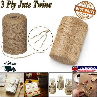 £0.99 • Buy 3 Ply Jute Natural Brown Shabby Rustic Twine String Burlap Shank Craft 100m-250m