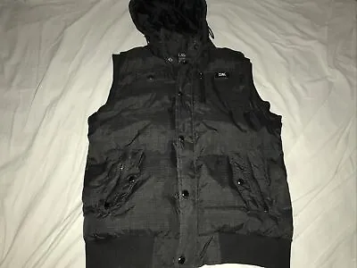PD&C Authentic Apparel Black Hooded Vest Front Zipper & Snap On Buttons Secure M • $20