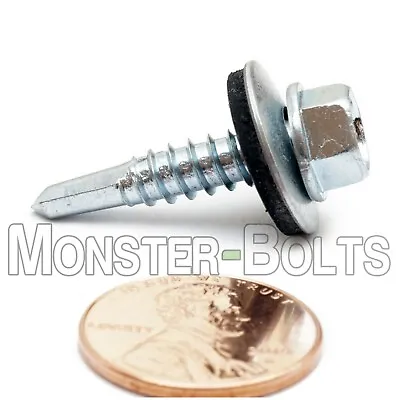 #12 X 1  HWH W/ Bonded EPDM Washer Zinc #3 Pt.0Self Drilling Tek Roofing Screws • $8.48