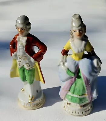 Vintage Hand Painted Victorian Couple Figurines Curio 4 3/4  Made In Japan.  • $12