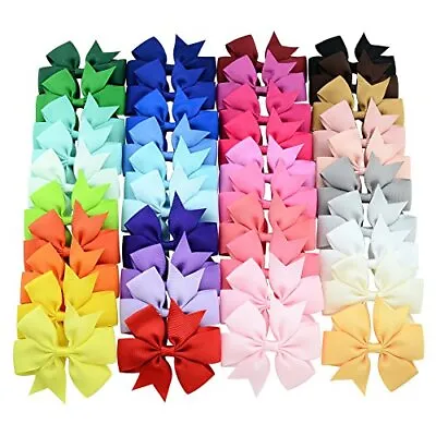 $10.04 • Buy 40PCS 3 Inch Hair Bows For Girls Grosgrain Ribbon Toddler Hair Accessories With