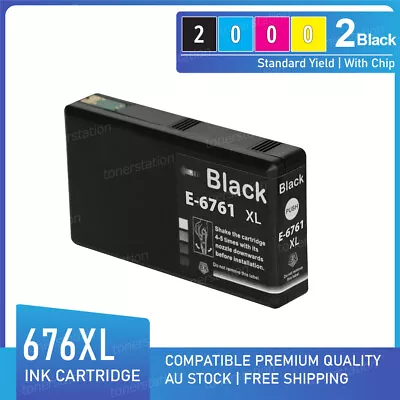 2x BLACK Ink Cartridge Compatible For Epson Workforce Pro WP-4530 WP-4540 676XL • $19.90