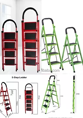 Step Ladder Iron Wide Platform Non Slip Treads Ladders Multi-function Folding • £29.99