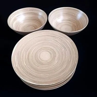 CORE Spun Bamboo Wood 10  Plates (4) And 8  Bowls (2) • $29.50