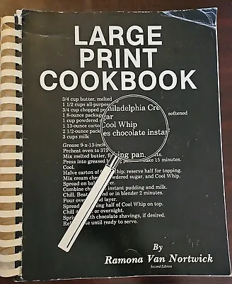 Large Print Vintage Cookbook Ramona Van Nortwick Spiral Bound • $13