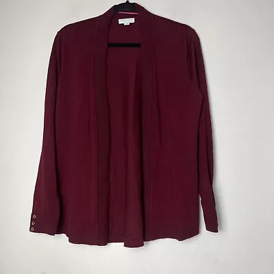 Charter Club Women Size Large  Open-Front Maroon Cardigan Office Casual Classic • $14.99