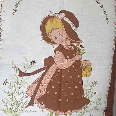 Vintage 70s Kitsch Retro Tea Towel Brown Orange Girl Campervan • £10