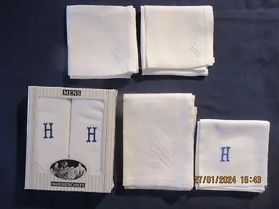 5 Retro Men's Handkerchiefs Hankys Monogram H • $19.99