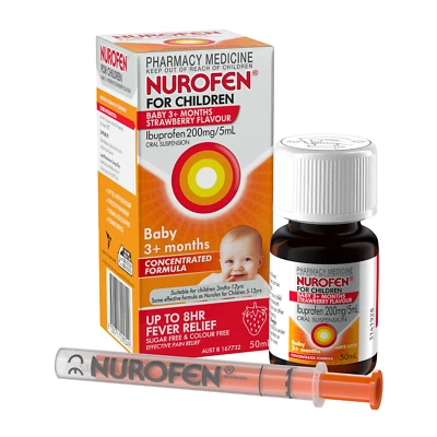 $24.95 • Buy Nurofen Children Ibuprofen 3+Months Concentrate Strawberry Fever Relief 50ml