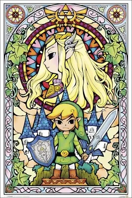 The Legend Of Zelda Stained Glass 24X36 Inch Official Paper Poster US Seller • $15