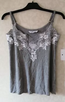 New Lds CHANGES By Together Grey Vest Top With Lace Trimmed Details Size 12 • £5.95