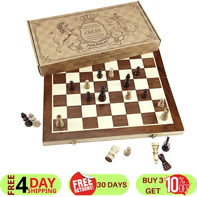 AMEROUS Chess Set 15 X15  Folding Magnetic Wooden Standard Chess Game Board ... • $27.99