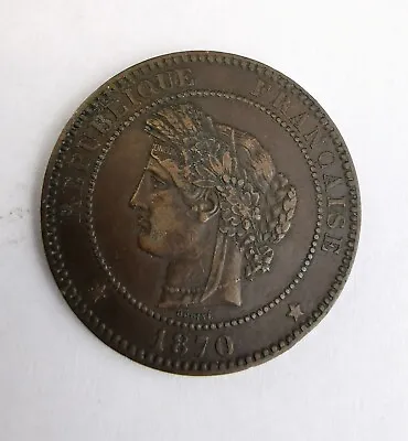 France 10 Centimes Coin Dated 1870 A • £8.99