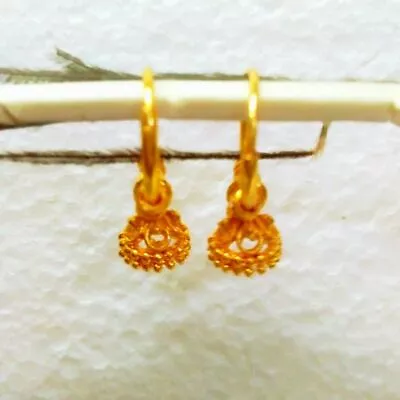 Indian Bali Ethnic 18K Gold Plated Small Hoop Earrings Jhumki Fashion Jewelry • $25.74