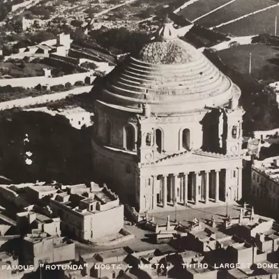 Mosta Rotunda Dome Malta RPPC Postcard 1940s Vintage Photo Street Old Art K604 • £13.08