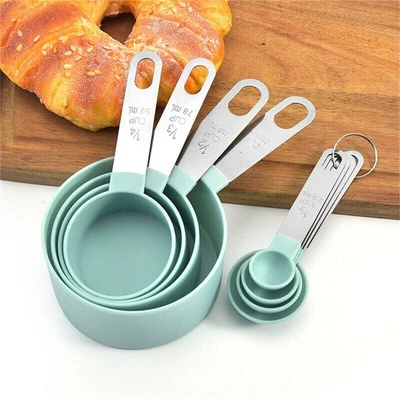 £10.22 • Buy 8x Stainless Steel+PP Measuring Cups Spoons For Kitchen Baking Cooking Tools Set