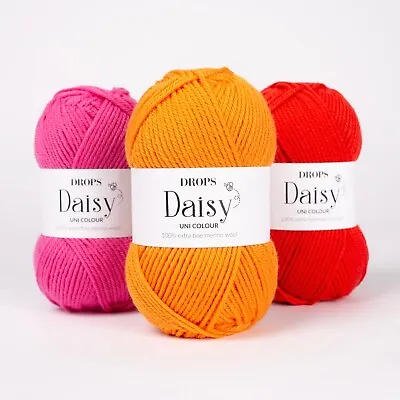 DK Merino Yarn Non Superwash Treated Drops DAISY Double Knitting Crochet Wool • £3.80