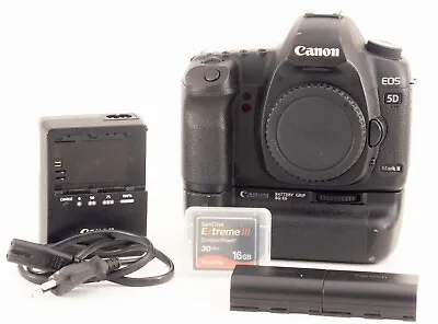 Canon Eos 5d Mark Ii 21mp Dslr Camera With Battery Grip Bg-e6 Shuttercount 95056 • £170.13