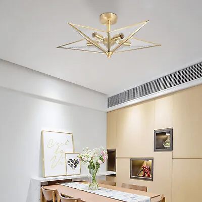 Metal Chandelier Star Ceiling Light Gold Pendant Hanging Lamp Fixture For Decor • $84.56