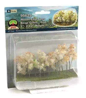 JTT (HO/N Scale) 95625 - Woods Edge Trees - BEIGE/GREEN  2  - 2-1/2  Tall - NIB • $8.45