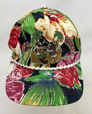 Vtg Mickey Mouse Donald Duck Girl Watchers Hat Walt Disney Floral All Over Print • $17.95