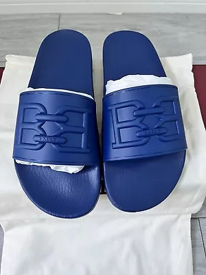 NIB Bally Scotty Men's Slide Rubber Embossed Logo Sandals Admiral Size 7 • $79.99