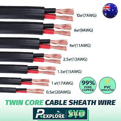 Twin Core Wire Battery Trailer Automotive Cable Twin Sheath Insulation Red/Black • $42.77