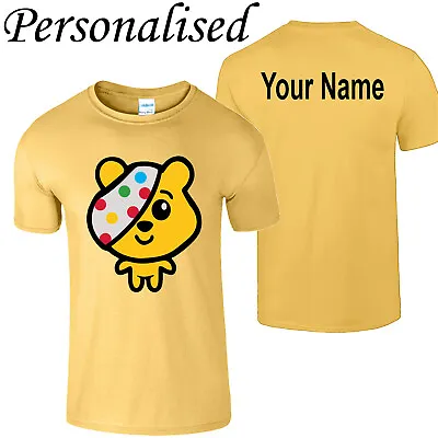 £9.99 • Buy Spotty Pudsey Personalise Kids T Shirt Children In Need Spot Mens Charity Tee