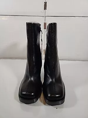 Zara Boots Women’s Size 9 Black Botin Tacon Platforma Piel New In Box • $79.99