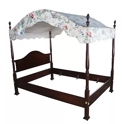 20th Century Hepplewhite Inlaid Mahogany 4 Post Canopy Tester Double Size Bed • $2550