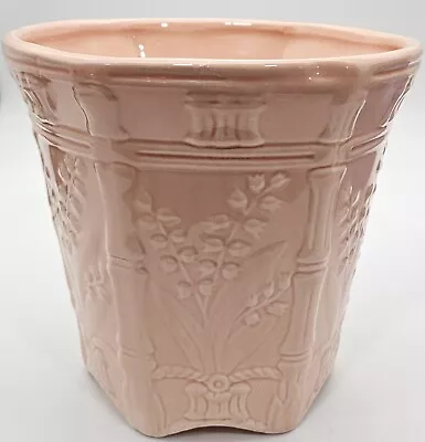 Vintage USA Pottery Planter Light Salmon Colored Flower Pot Raised  Flowers  • $32