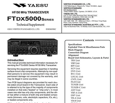 CDROM YAESU FTdx5000 OPERATING & SERVICE MANUAL/TECH SUPPLEMENT PDF • $23