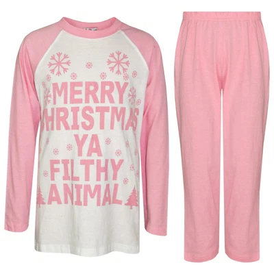 £9.99 • Buy Kids Girls PJS Designer's Ya Filthy Animal Baby Pink Christmas Pyjamas 2-13 Year