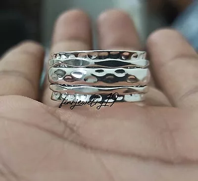 £8.36 • Buy Solid 925 Sterling Silver Spinner Ring Spin Meditation Handmade Jewelry- PKL1
